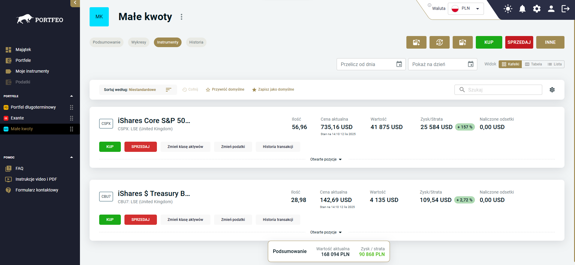 MyFund, Portfeo, aplikacja do śledzenia inwestycji, monitorowanie portfela