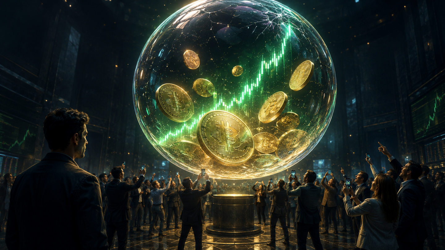 grafika obrazująca manię na rynku kryptowalut