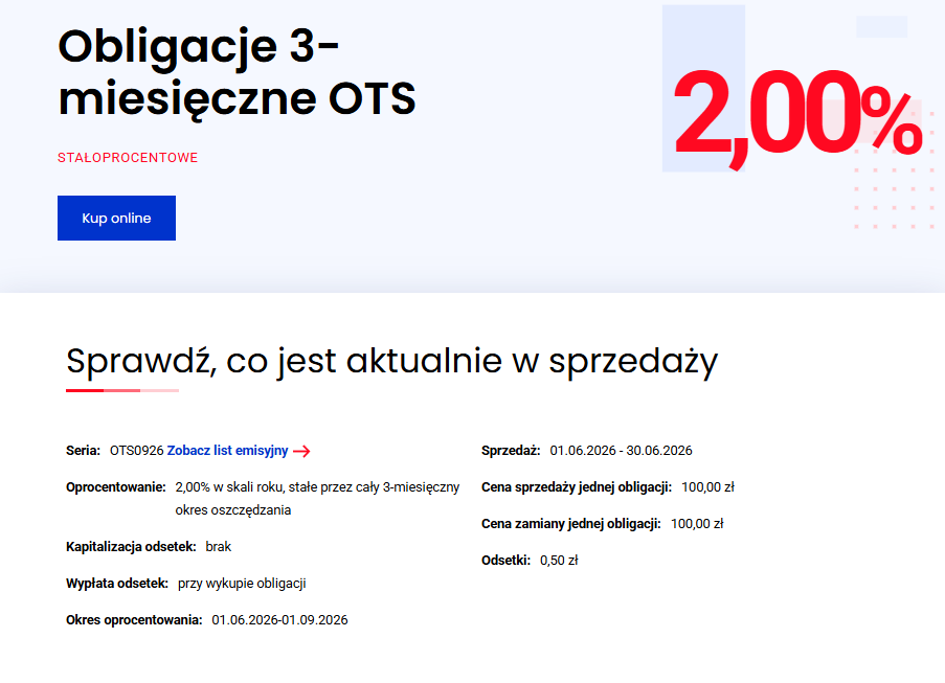Oferta 3-miesięcznych obligacji w czerwcu 2026 roku